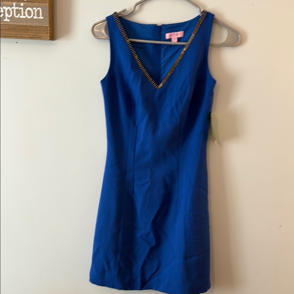 Lilly Pulitzer Blue V-Neck Sheath Mini Dress